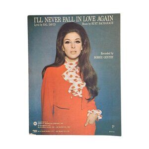 Vintage I'll Never Fall In Love Again Sheet Music Bobbie Gentry 1969 Bacharach